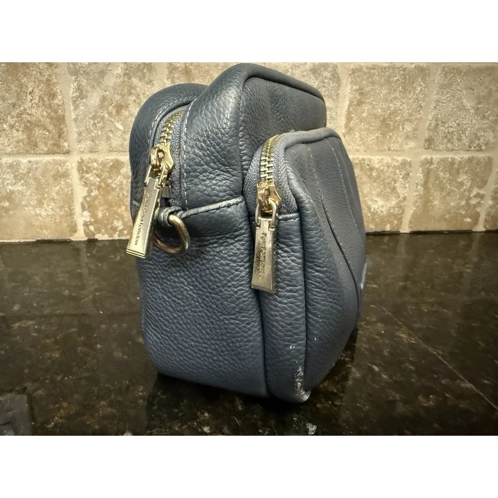 Pom Pom London Original‎ Plus Mayfair Slate Blue Leather, Pom-Pom & skinny strap